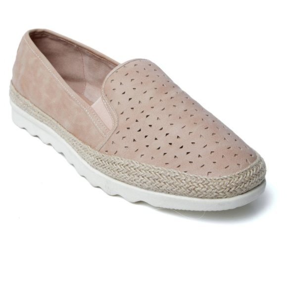Luca Ferri Slip On Sneaker Perforated Casual Shoes Chunky Rubber Sole Pink/Beige - Picture 3 of 9